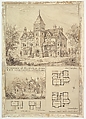 Residence at Hampstead, Stables and Ground Plan, George Lansdown and Harriss British, Pen and brown ink