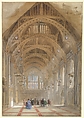 Guildhall, London: The Great Hall, Facing East, Sir Horace Jones British, Watercolor, pen and ink, graphite
