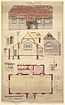 Plan, Parish Room, Hartfield Peverel, Ernest Geldart British, Graphite, pen and ink and watercolor