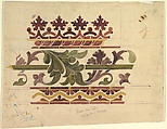 Border over Dado Sidewalls of Chancel, Ernest Geldart (British, London 1848–1929), Graphite, pen and ink and watercolor