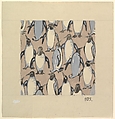 Penguin Textile Design, John Sylvester Wheelwright British, Gouache (bodycolor) and ink