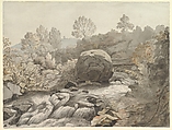 A rocky stream, Italy, Samuel Woodforde British, Watercolor, pen and gray ink, over graphite