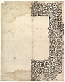 Design for a Carved Mirror Frame (right side only), Anonymous, British, 17th century  British, Pen and ink, brush and wash