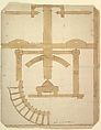 Plan of the Operating Gear of a Mill, Anonymous, British, 18th century  British, Pen and ink, brush and brown wash