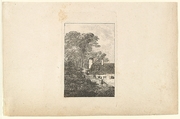 House on a Hillside, Domenico Quaglio II  German, Etching