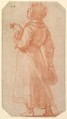 A Young Boy Seen from Behind, holding a sword and cap, Matteo Rosselli Italian, Red chalk