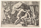 Tarquin attacking Lucretia, a servant at left witnessing the scene, Giorgio Ghisi Italian, Engraving
