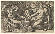 Venus and Vulcan at the Forge, Giorgio Ghisi Italian, Engraving