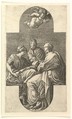 Three Muses and a Gesturing Putto, Giorgio Ghisi Italian, Engraving