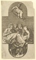 Three Muses and a Putto with a Lyre, Giorgio Ghisi Italian, Engraving