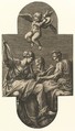 Three Muses and a Putto with Cymbals, from a series of eight compositions after Francesco Primaticcio's designs for the ceiling of the Ulysses Gallery (destroyed 1738-39) at Fontainebleau
, Giorgio Ghisi Italian, Engraving