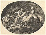 Venus and Cupid, two other goddesses and a putto, from a series of eight compositions after Francesco Primaticcio's designs for the ceiling of the Ulysses Gallery (destroyed 1738–39) at Fontainebleau, Giorgio Ghisi  Italian, Engraving