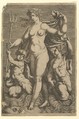 Thetis Standing with Two Tritons, Anonymous, Italian?, 16th century Italian, Engraving