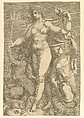 Thetis Standing with Two Tritons, Anonymous, Italian?, 16th century Italian, Engraving