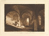 Crypt of Kirkstall Abbey (Liber Studiorum, part VIII, plate 39), Joseph Mallord William Turner  British, Etching, aquatint and mezzotint; second state of four