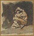 Study of a Male Nude (Althaemenes) Trying to Hide Himself, Nicolai Abraham Abildgaard Danish, Pen and brown ink, brown wash, over graphite