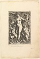 Thetis Standing with Two Tritons, Anonymous, Italian?, 16th century Italian, Engraving