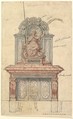 Design for a Chimneypiece with a Personification of Virtue, Anonymous, German, 17th century  German, Pen and gray and black ink, brush and watercolor