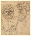Two Heavily Bearded Men, Stefano da Verona (Stefano di Giovanni d'Arbosio di Francia)  Italian, Pen and brown ink