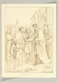Saint Johannes Nepomuk Distributing Alms, Leopold Kupelwieser Austrian, Pen and brown ink
