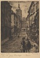 The Street of the Grand Clock, Rouen, Camille Pissarro  French, Etching and aquatint on beige laid paper (Van Gelder); third state