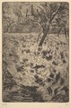 The Cabbage Field, Camille Pissarro French, Softground etching on laid paper; second state