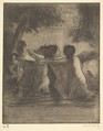 Four Bathers, Camille Pissarro  French, Etching and drypoint on wove paper; second state of two; posthumous impression