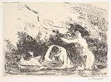 Bathers in the Shade of Wooded Banks (Baigneuses à L'Ombre des Berges Boisées), from "L'Estampe Originale", Camille Pissarro French, Lithograph on chine collé; second state of two