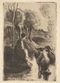 Cowherd, at Water's Edge, Camille Pissarro  French, etching and drypoint on laid paper; eighth state of eight