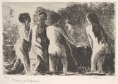 Group of Bathers, Camille Pissarro  French, Lithograph on chine collé; only state