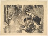 A Young Woman Washing Her Feet at the Edge of a Stream, Camille Pissarro French, Monotype on wove paper