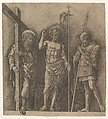 The Risen Christ between Saints Andrew and Longinus, Andrea Mantegna (Italian, Isola di Carturo 1430/31–1506 Mantua), Engraving