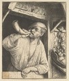 Baker Blowing Horn, Adriaen van Ostade  Dutch, Etching. state VII or VIII