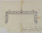 Design for a Silver Clasp for a Purse Adorned with Semi-precious Stones, Anonymous, Czech, early 20th century Czech, Graphite and colored pigment on tracing paper
