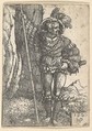 A Lansquenet Standing by a Tree, Sebald Beham German, Etching