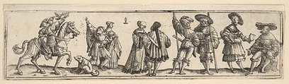 Lansquenets and ladies, Christoph Bockstorffer (German, Memmingen ca. 1480–ca. 1553 Colmar), Etching; first state of two (Hollstein)