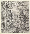 Saint John and Anthony in a Landscape, Master IQV  French, Etching