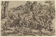 Agamemnon killing Odios, Anonymous, French, School of Fontainebleau, 16th century French, Etching