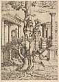 Man Against a Tree, Master IQV  French, Etching; first state of two