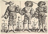 Three German Soldiers, Daniel Hopfer  German, Etching; first state of three