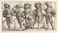 Five German Soldiers, Daniel Hopfer  German, Etching; first state of two