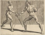 Two Fencers, from Fencers, plate 5, Dirck Volckertsz Coornhert Netherlandish, Etching and engraving.