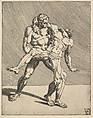 Wrestlers, from Wrestlers, plate 3, Dirck Volckertsz Coornhert  Netherlandish, Etching and engraving