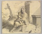 Virgin and Child Seated on a Rock (Vierge à l'Enfant dans des ruines), Claude Mellan  French, Engraving