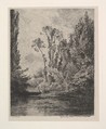 The Virgin Islands at Bezon (The Fish Pond), Charles-François Daubigny (French, Paris 1817–1878 Paris), Etching; fourth state of four (Delteil)
