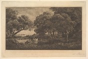 Stags in Woods, Charles-François Daubigny (French, Paris 1817–1878 Paris), Etching; third state of three (Delteil)
