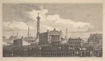 Cérémonie de l'inauguration de la colonne de juillet, 1840, Charles-François Daubigny (French, Paris 1817–1878 Paris), Etching; third state of six (Delteil)