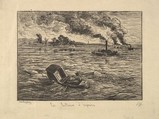 The Steam Boats, Charles-François Daubigny (French, Paris 1817–1878 Paris), Etching; first state of three (Delteil)