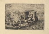 Gobbling a Meal, Charles-François Daubigny (French, Paris 1817–1878 Paris), Etching; second state of three (Delteil)