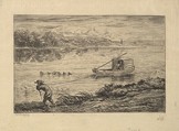 The Cabin Boy Tows the Boat, Charles-François Daubigny French, Etching; second state of three (Delteil)